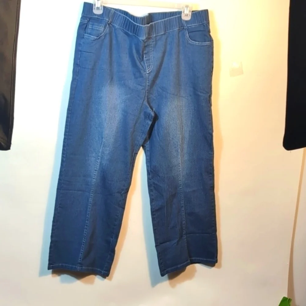 Wide Leg Blue Denim Jeans 3XL Plus Size High Rise Curvy Fit